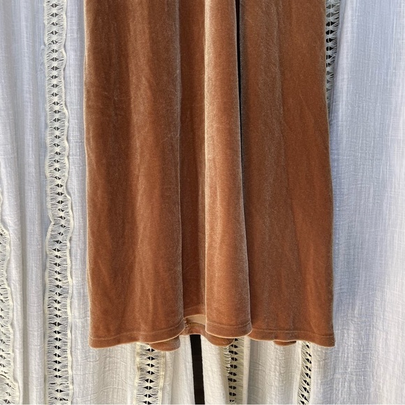 Vintage y2k Orange Suede Velvet Velour Strapless Tube Top Maxi Dress Gown S/M - Picture 8 of 10